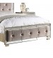 Germany Bedframe Velvet Upholstery Tufted Headboard Mirrored Work Deep Quilting in Silver Colour